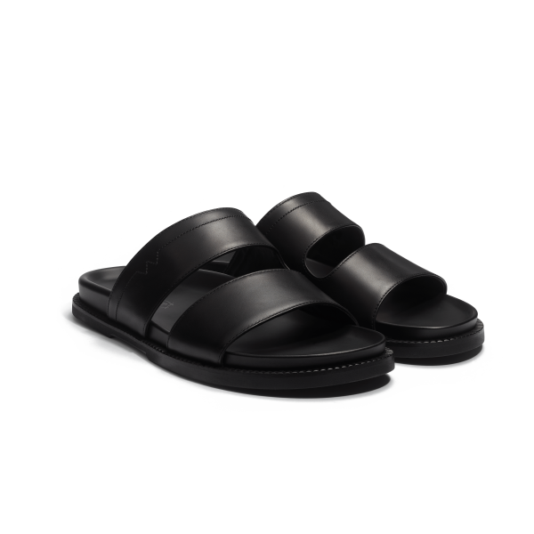 Mule Anatomique Double V [homme cuir veau lisse noir] – Image 2