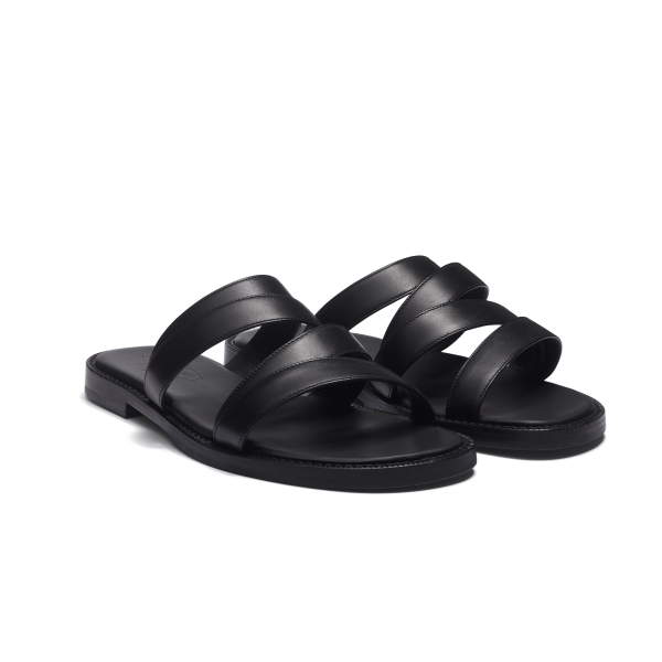Mule Double V [homme cuir veau lisse noir] – Image 2