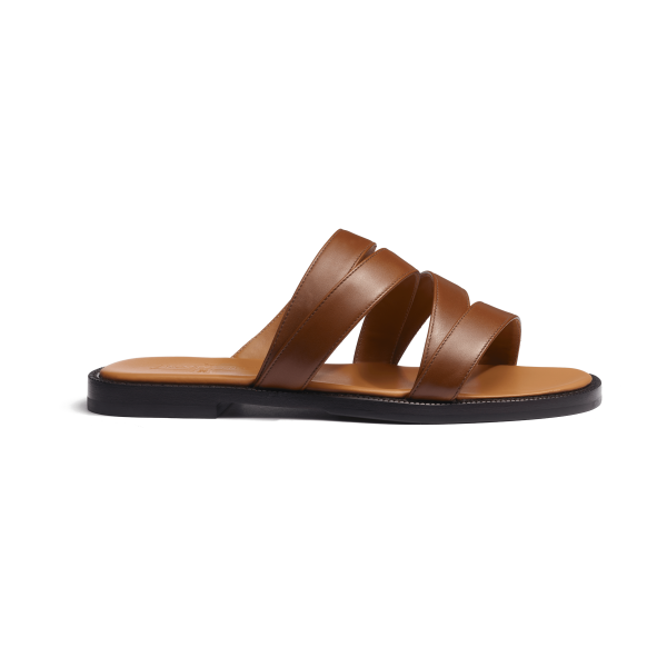Mule Double V [homme cuir veau lisse bergeronnette]