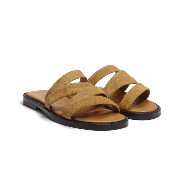 Mule Double V [femme cuir veau velours beachnut] – Image 2