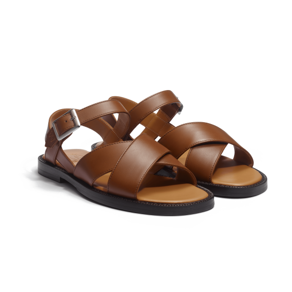 Sandale Double V  [femme cuir veau lisse marron bergeronnette] – Image 2